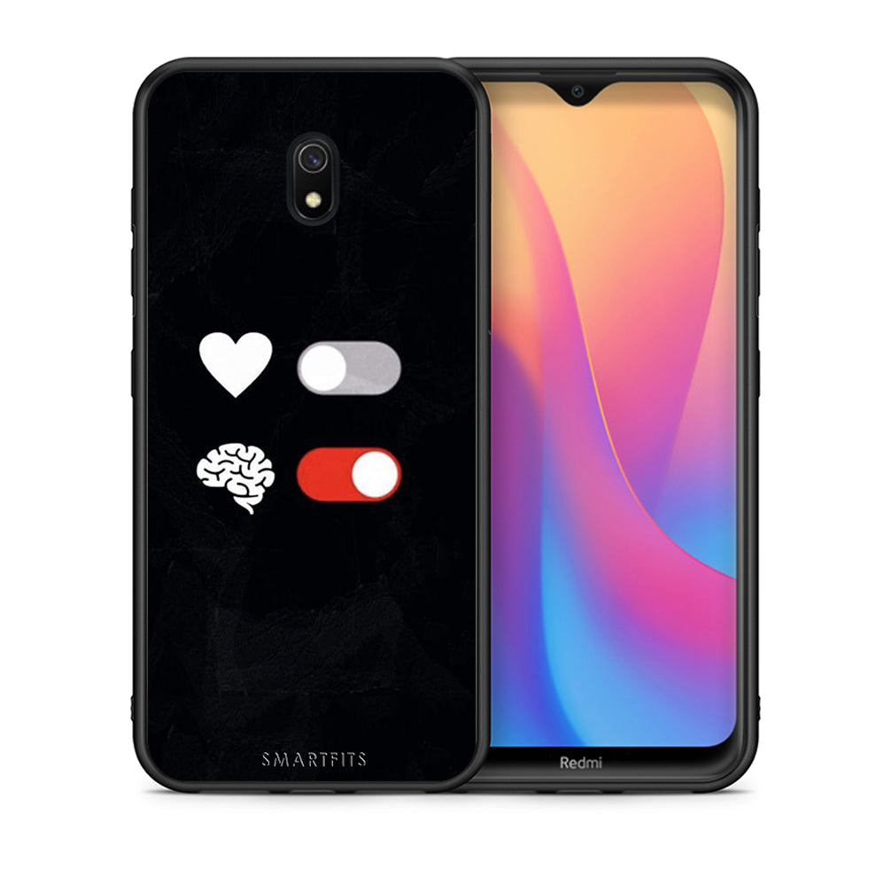 Θήκη Αγίου Βαλεντίνου Xiaomi Redmi 8A Heart Vs Brain από τη Smartfits με σχέδιο στο πίσω μέρος και μαύρο περίβλημα | Xiaomi Redmi 8A Heart Vs Brain case with colorful back and black bezels