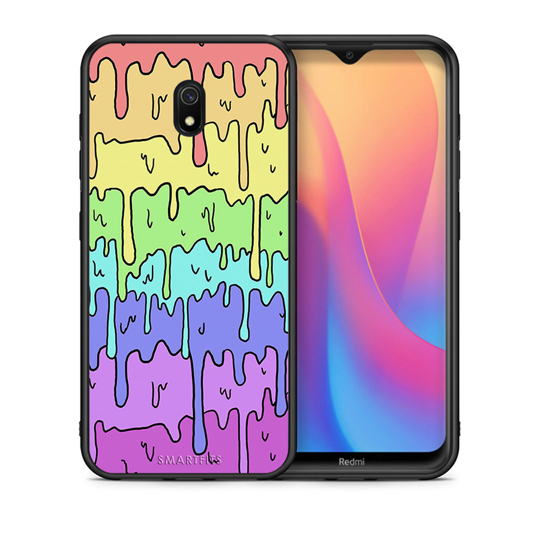 Θήκη Xiaomi Redmi 8A Melting Rainbow από τη Smartfits με σχέδιο στο πίσω μέρος και μαύρο περίβλημα | Xiaomi Redmi 8A Melting Rainbow case with colorful back and black bezels