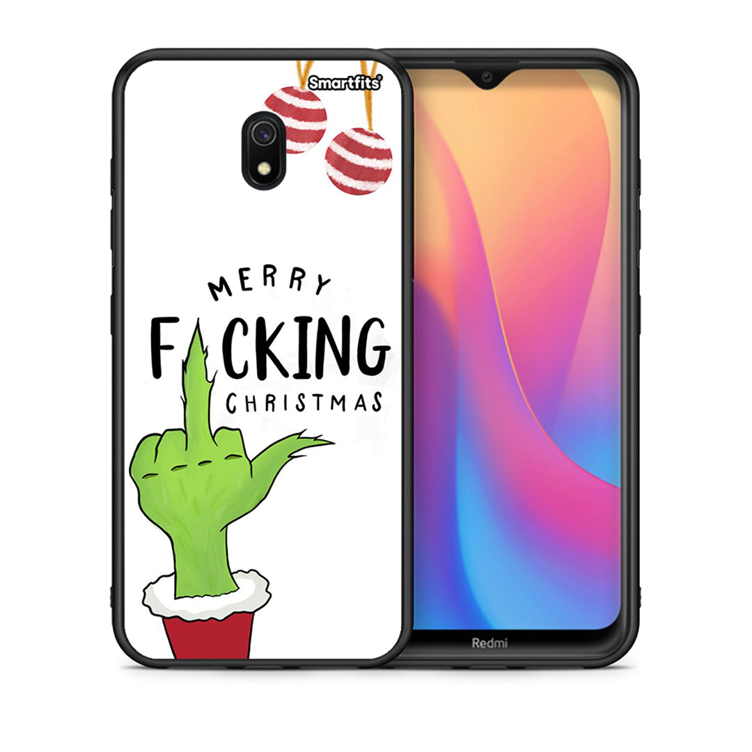 Θήκη Xiaomi Redmi 8A Merry F Xmas από τη Smartfits με σχέδιο στο πίσω μέρος και μαύρο περίβλημα | Xiaomi Redmi 8A Merry F Xmas case with colorful back and black bezels