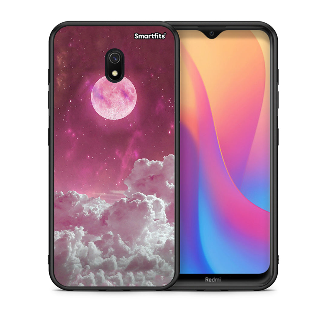 Θήκη Xiaomi Redmi 8A Pink Moon από τη Smartfits με σχέδιο στο πίσω μέρος και μαύρο περίβλημα | Xiaomi Redmi 8A Pink Moon case with colorful back and black bezels