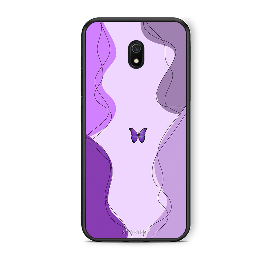 Xiaomi Redmi 8A Purple Mariposa Θήκη Αγίου Βαλεντίνου από τη Smartfits με σχέδιο στο πίσω μέρος και μαύρο περίβλημα | Smartphone case with colorful back and black bezels by Smartfits