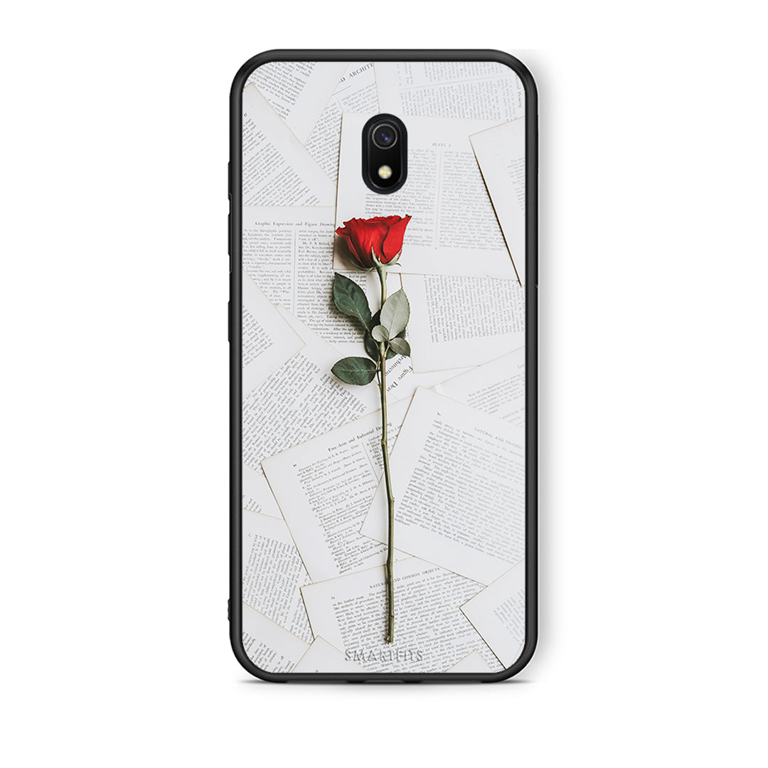 Xiaomi Redmi 8A Red Rose θήκη από τη Smartfits με σχέδιο στο πίσω μέρος και μαύρο περίβλημα | Smartphone case with colorful back and black bezels by Smartfits