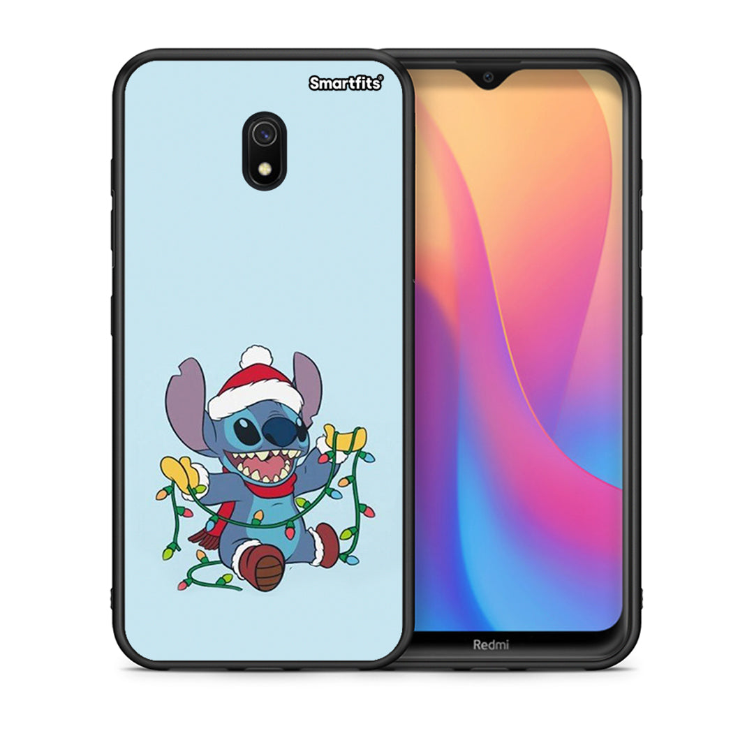 Θήκη Xiaomi Redmi 8A Santa Stich από τη Smartfits με σχέδιο στο πίσω μέρος και μαύρο περίβλημα | Xiaomi Redmi 8A Santa Stich case with colorful back and black bezels