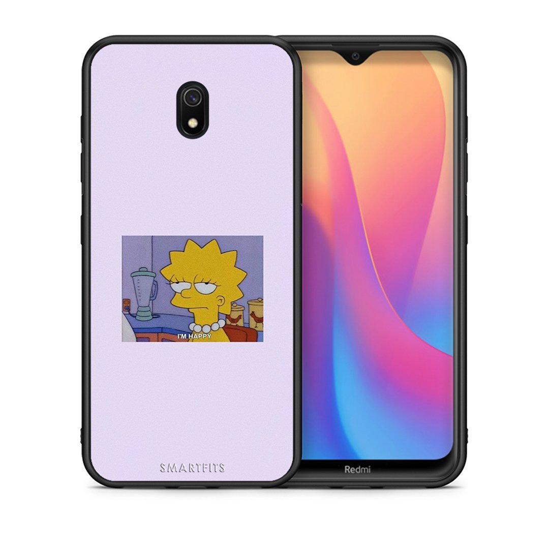 Θήκη Xiaomi Redmi 8A So Happy από τη Smartfits με σχέδιο στο πίσω μέρος και μαύρο περίβλημα | Xiaomi Redmi 8A So Happy case with colorful back and black bezels