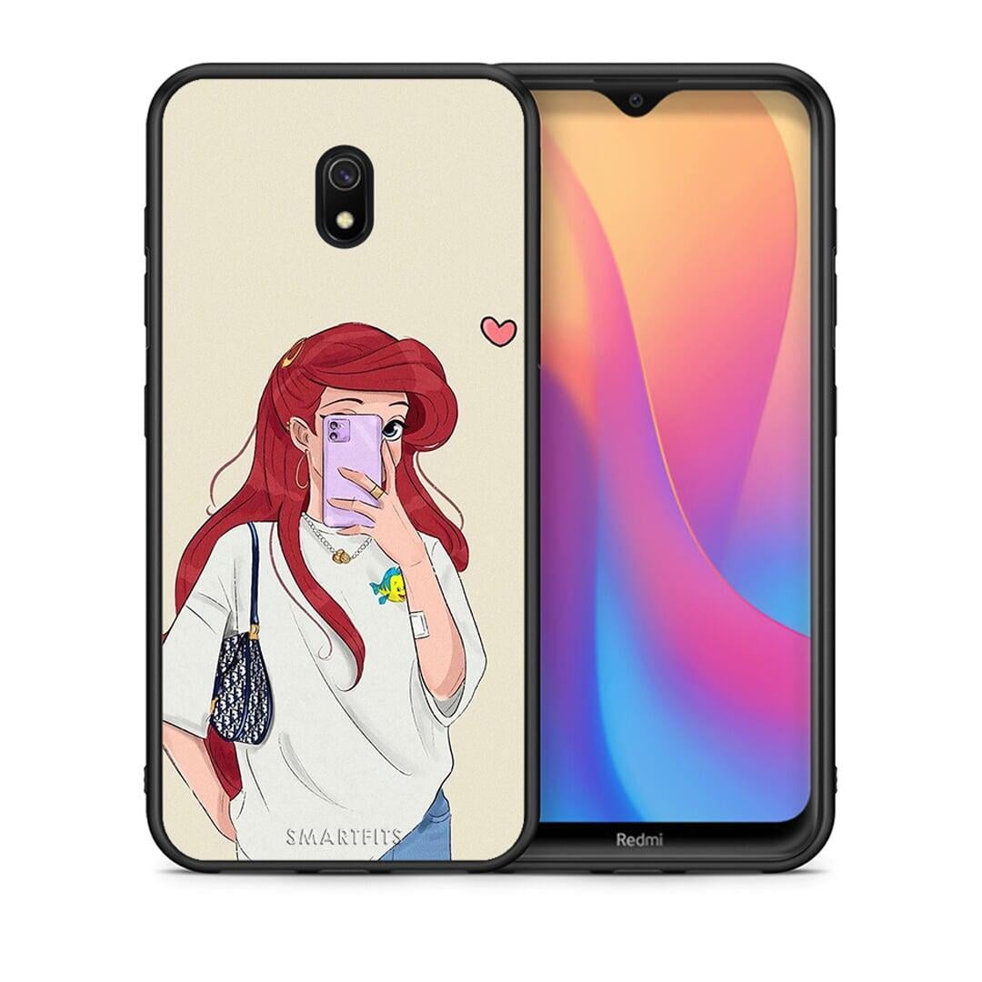 Θήκη Xiaomi Redmi 8A Walking Mermaid από τη Smartfits με σχέδιο στο πίσω μέρος και μαύρο περίβλημα | Xiaomi Redmi 8A Walking Mermaid case with colorful back and black bezels