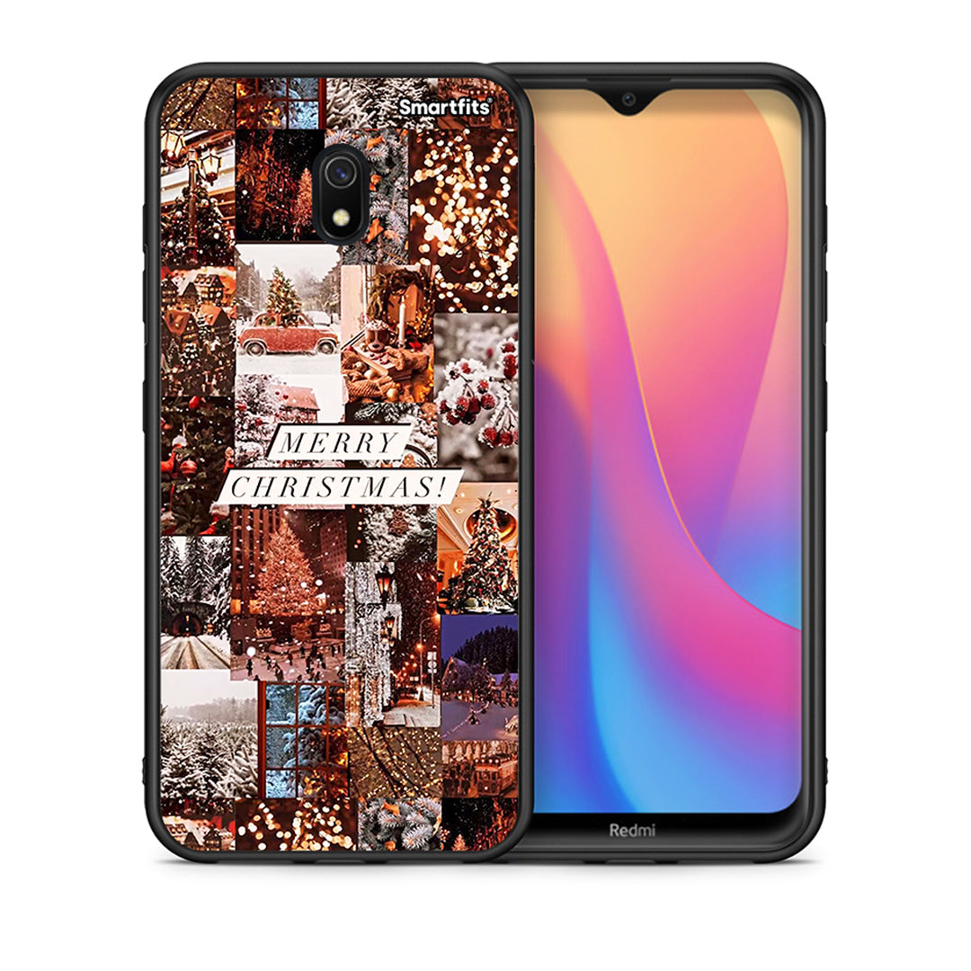 Θήκη Xiaomi Redmi 8A Xmas Collage από τη Smartfits με σχέδιο στο πίσω μέρος και μαύρο περίβλημα | Xiaomi Redmi 8A Xmas Collage case with colorful back and black bezels