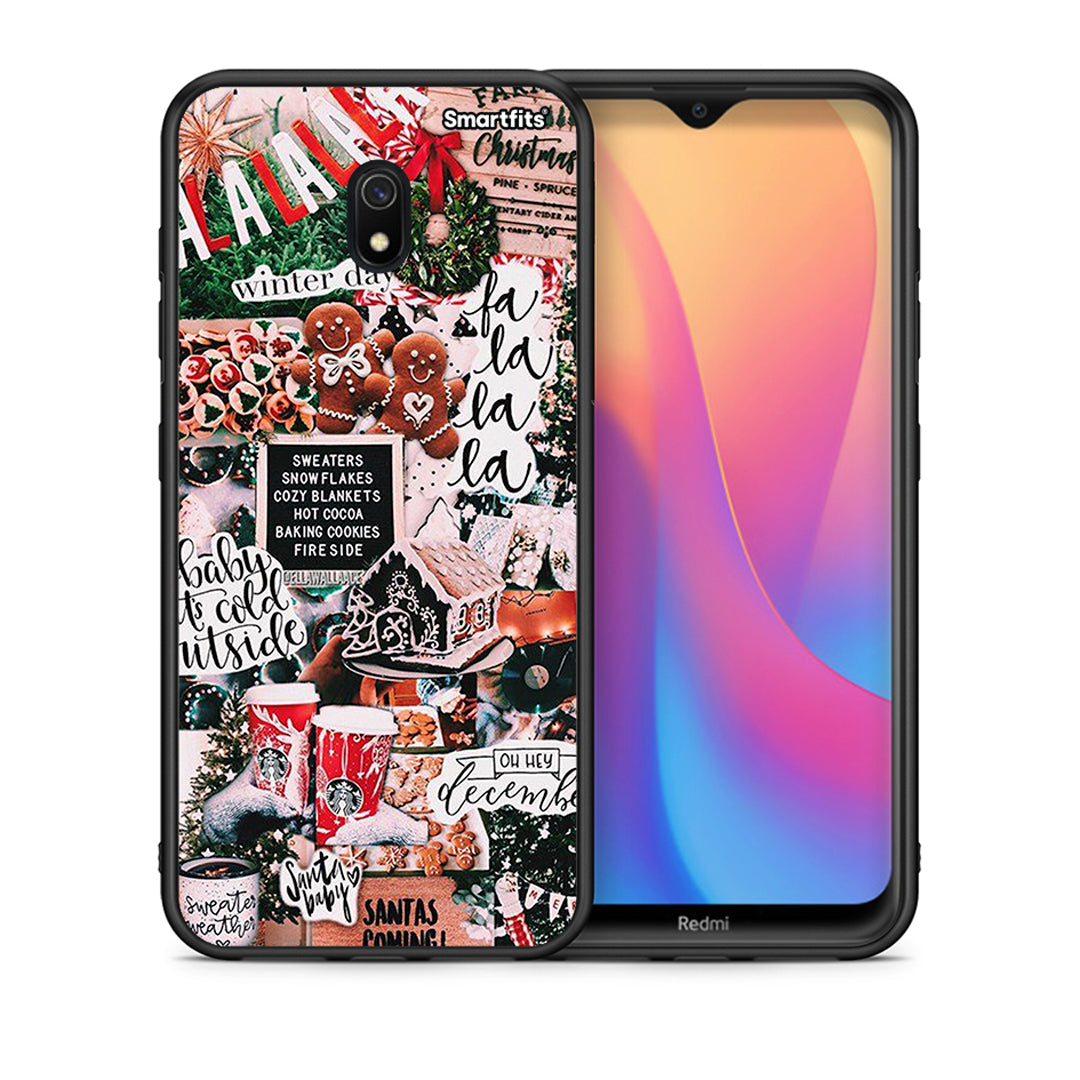 Θήκη Xiaomi Redmi 8A Xmas Habbits από τη Smartfits με σχέδιο στο πίσω μέρος και μαύρο περίβλημα | Xiaomi Redmi 8A Xmas Habbits case with colorful back and black bezels