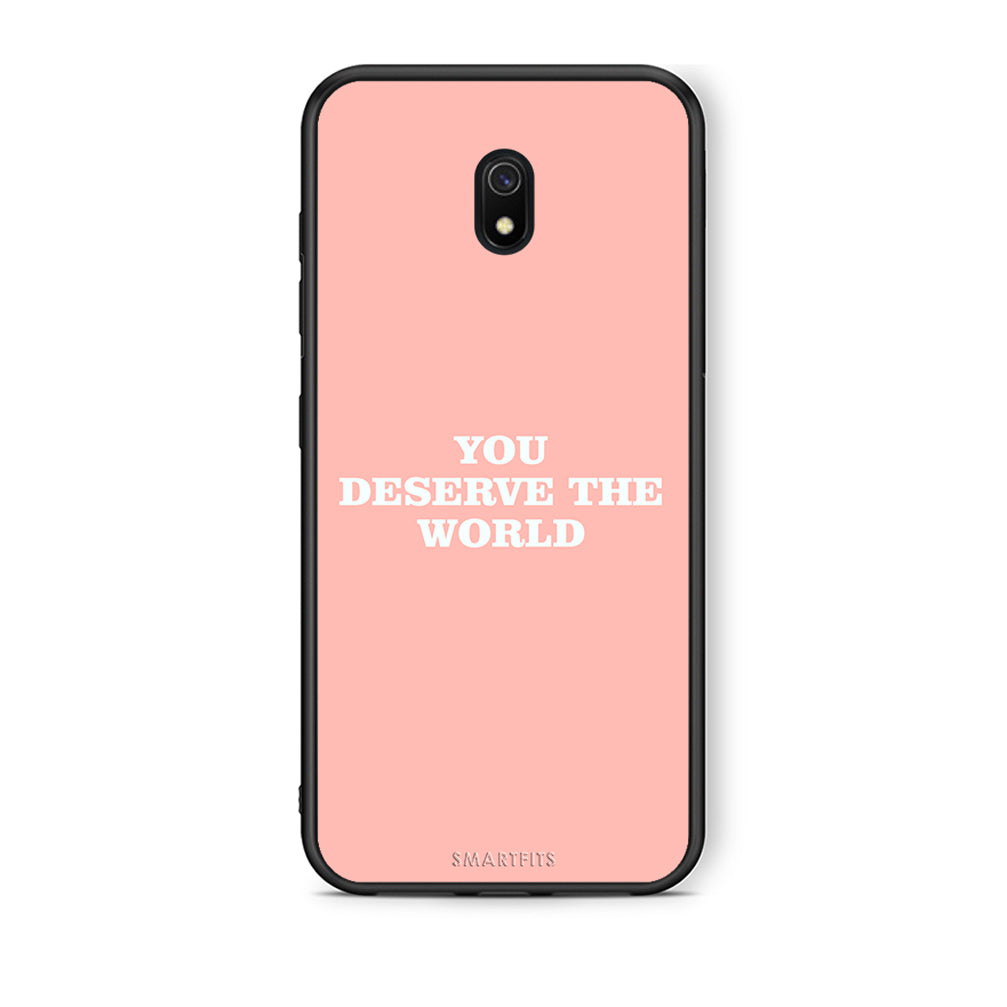 Xiaomi Redmi 8A You Deserve The World Θήκη Αγίου Βαλεντίνου από τη Smartfits με σχέδιο στο πίσω μέρος και μαύρο περίβλημα | Smartphone case with colorful back and black bezels by Smartfits