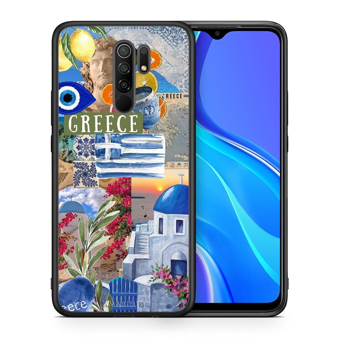 Θήκη Xiaomi Redmi 9 / 9 Prime All Greek από τη Smartfits με σχέδιο στο πίσω μέρος και μαύρο περίβλημα | Xiaomi Redmi 9 / 9 Prime All Greek case with colorful back and black bezels