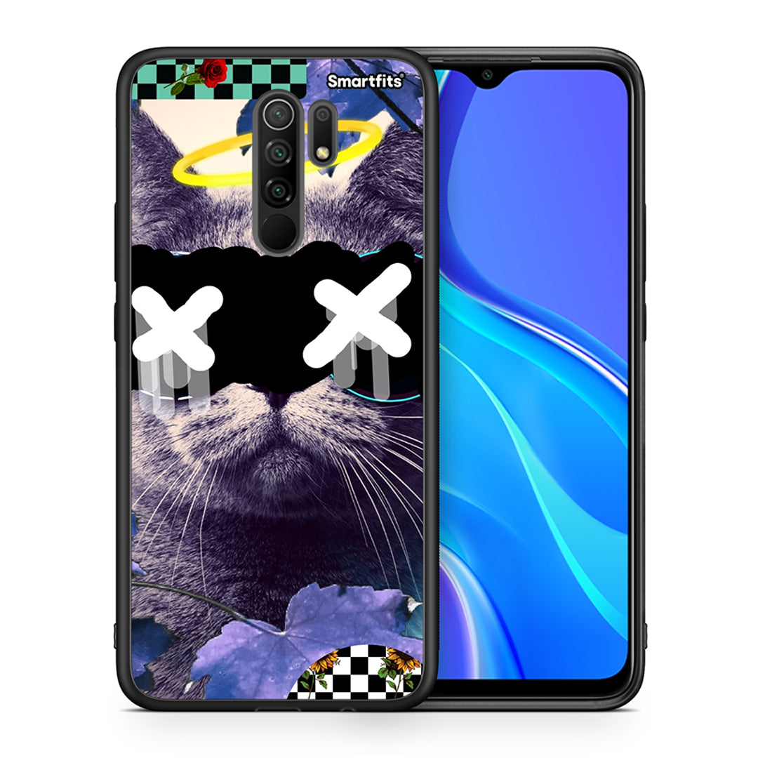 Θήκη Xiaomi Redmi 9/9 Prime Cat Collage από τη Smartfits με σχέδιο στο πίσω μέρος και μαύρο περίβλημα | Xiaomi Redmi 9/9 Prime Cat Collage case with colorful back and black bezels