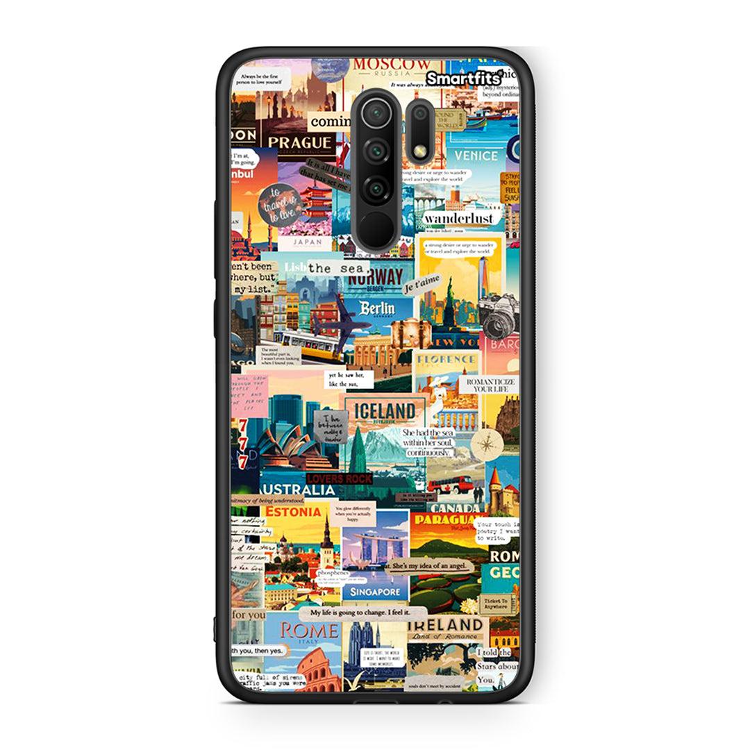 Xiaomi Redmi 9/9 Prime Live To Travel θήκη από τη Smartfits με σχέδιο στο πίσω μέρος και μαύρο περίβλημα | Smartphone case with colorful back and black bezels by Smartfits