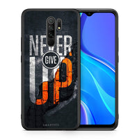 Thumbnail for Θήκη Αγίου Βαλεντίνου Xiaomi Redmi 9 / 9 Prime Never Give Up από τη Smartfits με σχέδιο στο πίσω μέρος και μαύρο περίβλημα | Xiaomi Redmi 9 / 9 Prime Never Give Up case with colorful back and black bezels