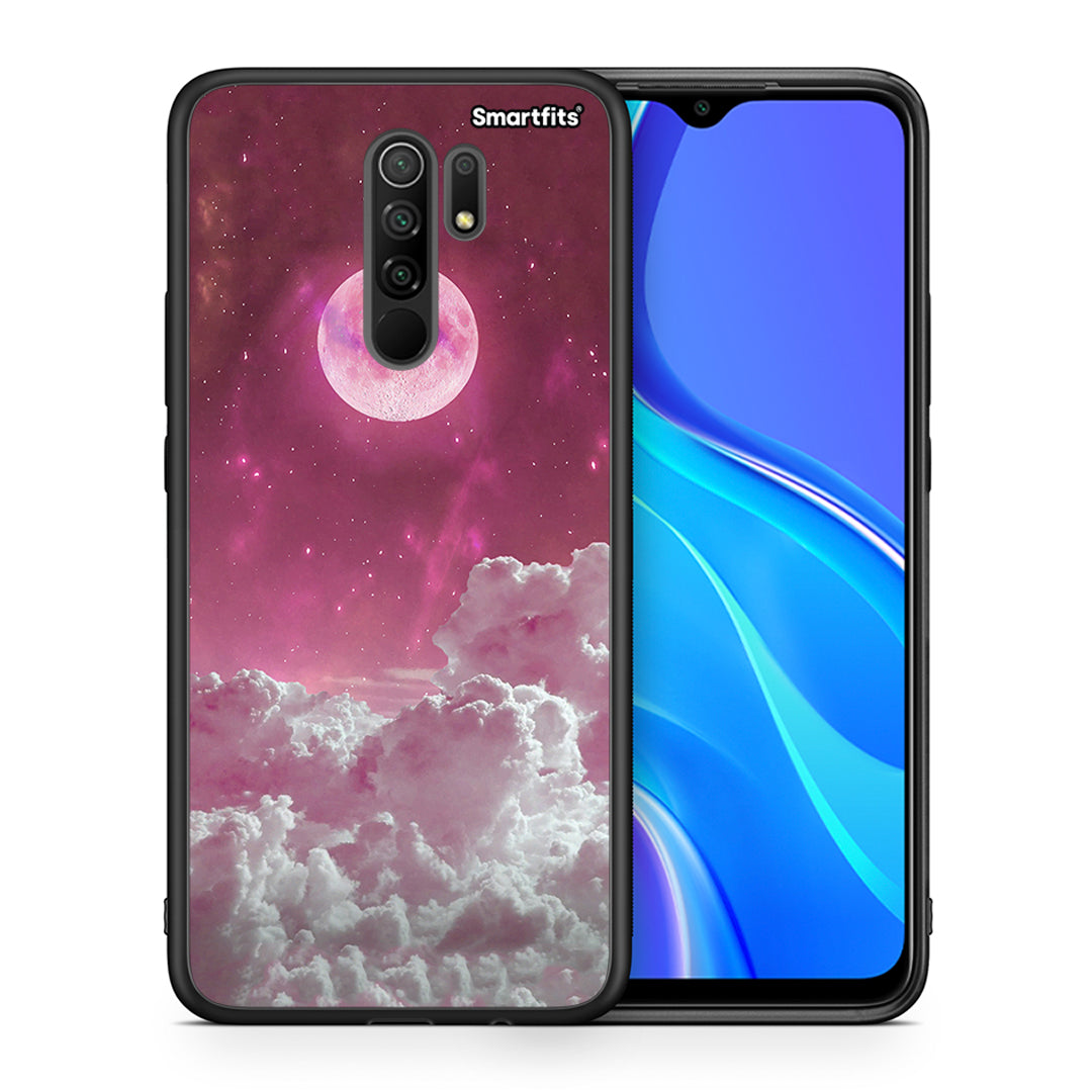 Θήκη Xiaomi Redmi 9 / 9 Prime Pink Moon από τη Smartfits με σχέδιο στο πίσω μέρος και μαύρο περίβλημα | Xiaomi Redmi 9 / 9 Prime Pink Moon case with colorful back and black bezels