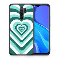 Thumbnail for Θήκη Xiaomi Redmi 9/9 Prime Green Hearts από τη Smartfits με σχέδιο στο πίσω μέρος και μαύρο περίβλημα | Xiaomi Redmi 9/9 Prime Green Hearts case with colorful back and black bezels