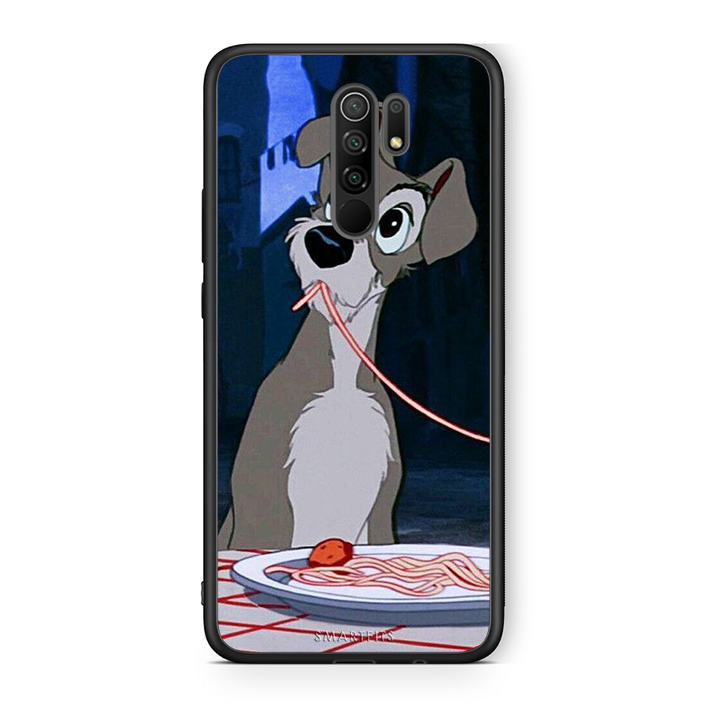 Xiaomi Redmi 9 / 9 Prime Lady And Tramp 1 Θήκη Αγίου Βαλεντίνου από τη Smartfits με σχέδιο στο πίσω μέρος και μαύρο περίβλημα | Smartphone case with colorful back and black bezels by Smartfits