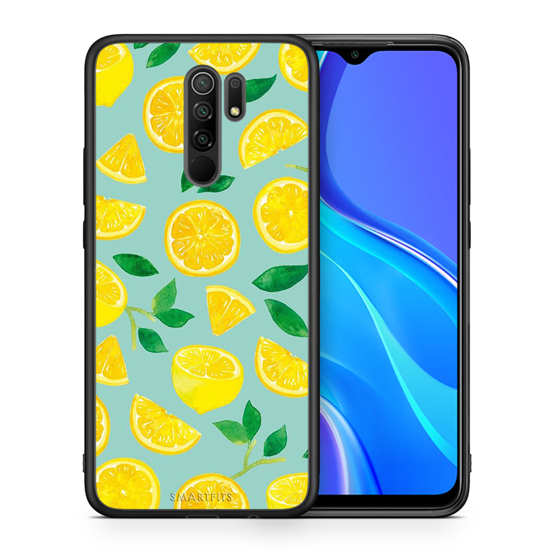 Θήκη Xiaomi Redmi 9/9 Prime Lemons από τη Smartfits με σχέδιο στο πίσω μέρος και μαύρο περίβλημα | Xiaomi Redmi 9/9 Prime Lemons case with colorful back and black bezels