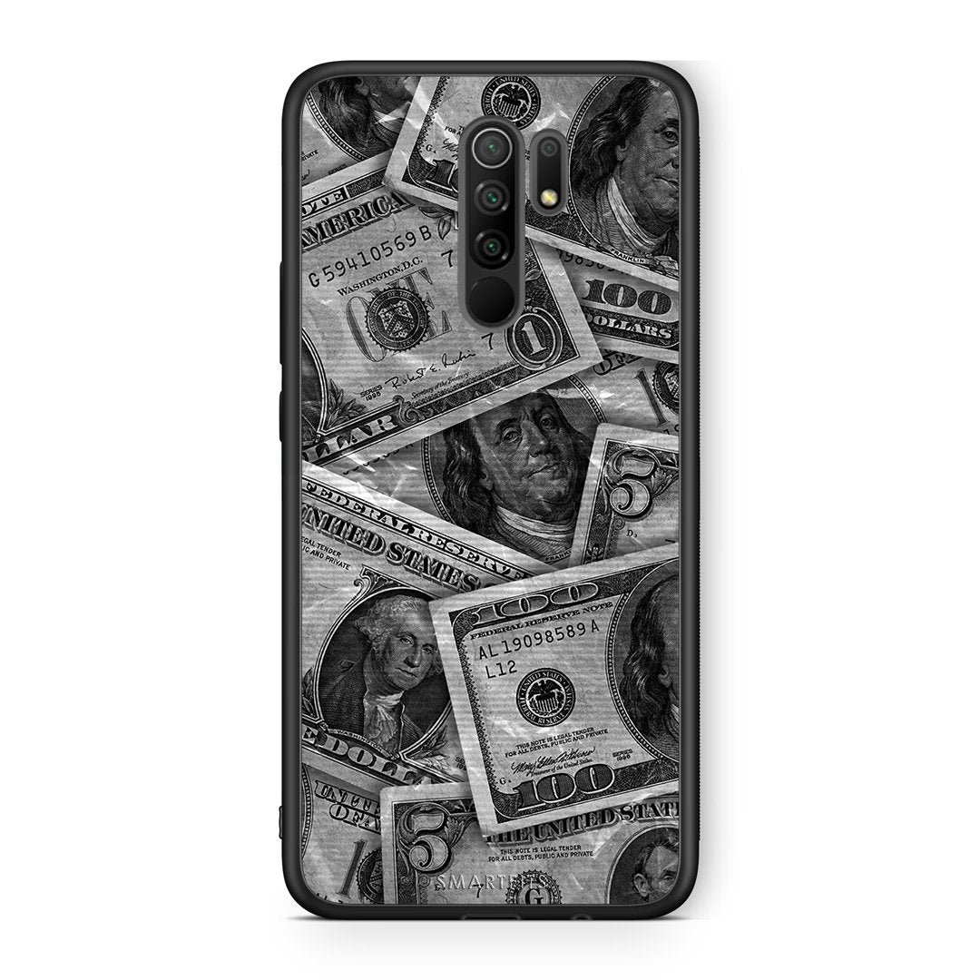 Xiaomi Redmi 9/9 Prime Money Dollars θήκη από τη Smartfits με σχέδιο στο πίσω μέρος και μαύρο περίβλημα | Smartphone case with colorful back and black bezels by Smartfits