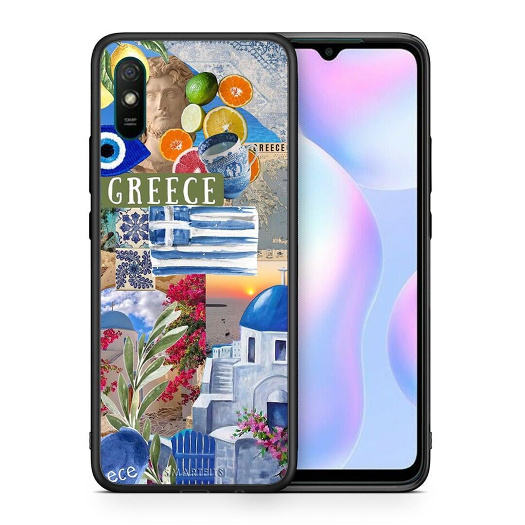 Θήκη Xiaomi Redmi 9A All Greek από τη Smartfits με σχέδιο στο πίσω μέρος και μαύρο περίβλημα | Xiaomi Redmi 9A All Greek case with colorful back and black bezels