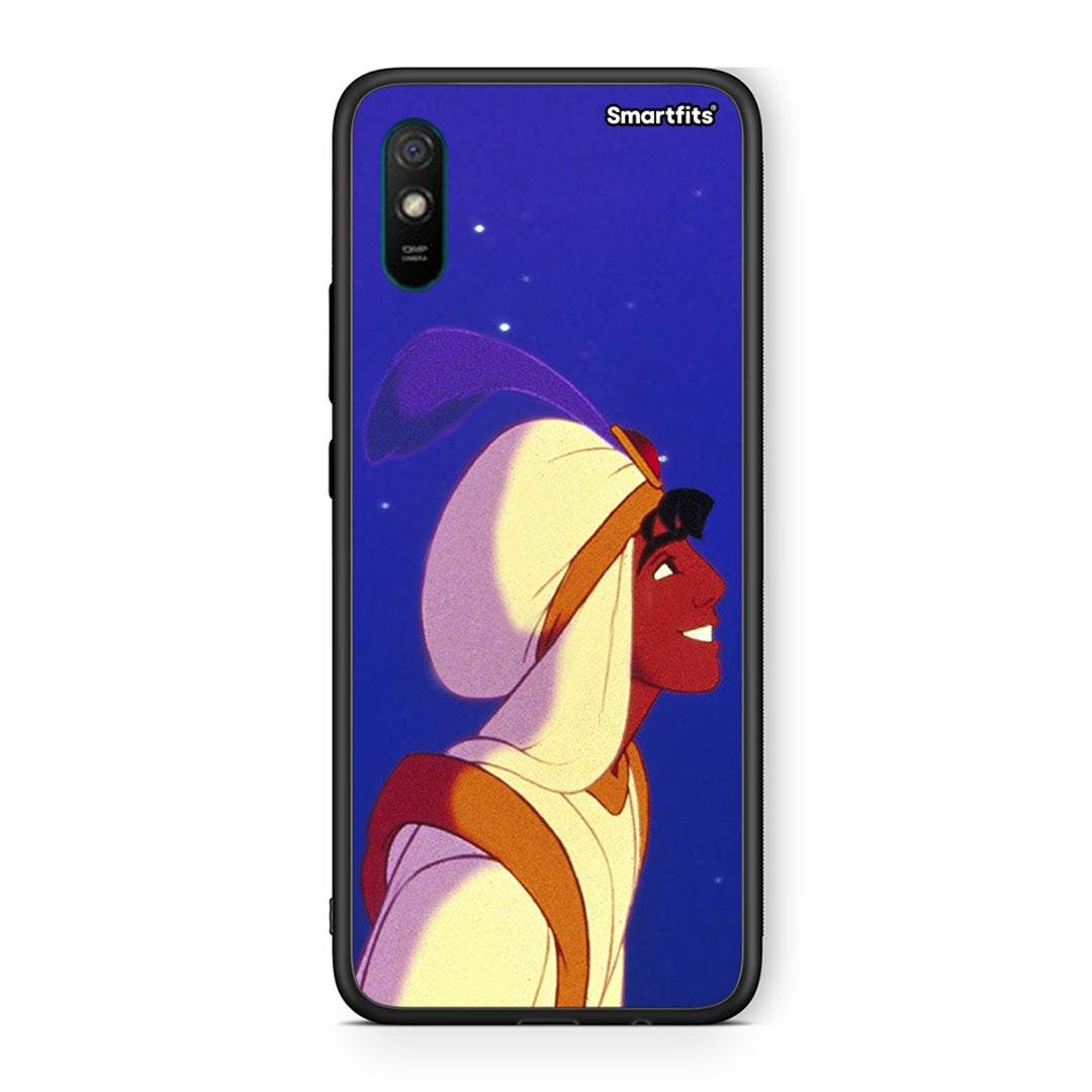 Xiaomi Redmi 9A Alladin And Jasmine Love 1 θήκη από τη Smartfits με σχέδιο στο πίσω μέρος και μαύρο περίβλημα | Smartphone case with colorful back and black bezels by Smartfits