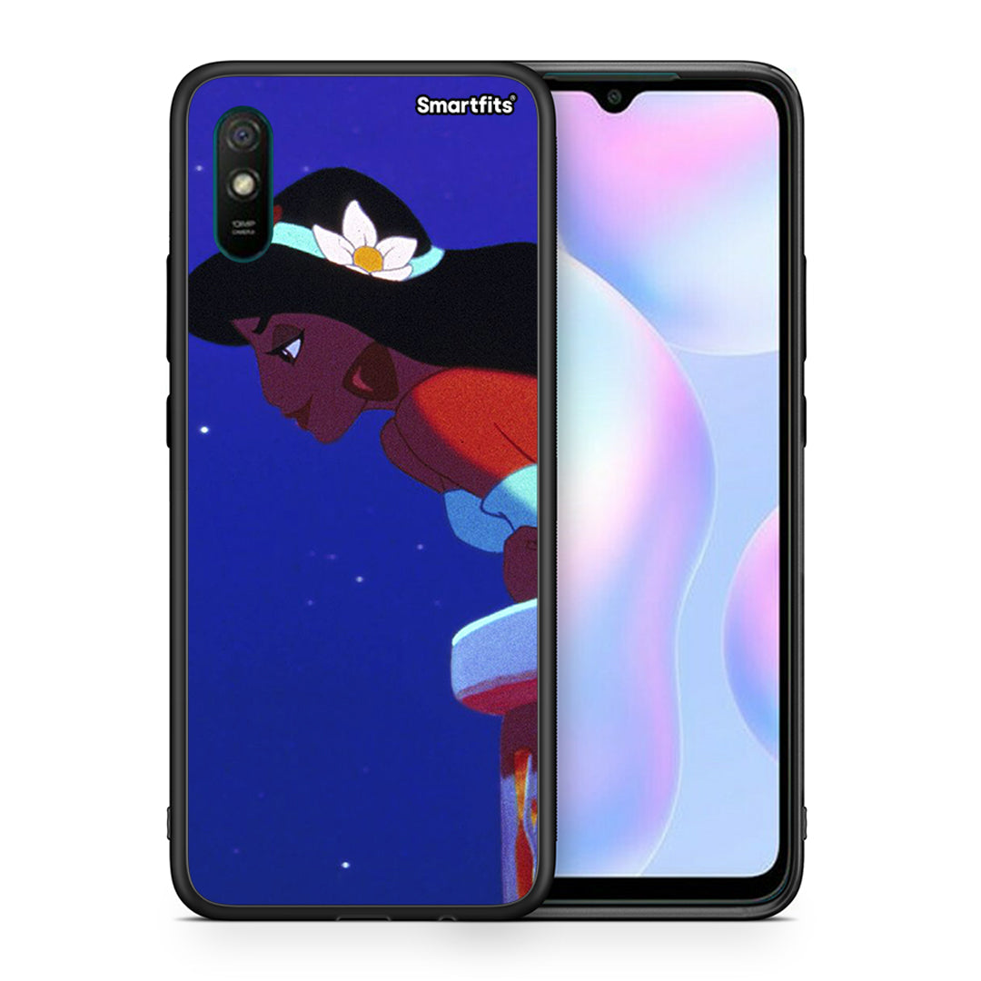 Θήκη Xiaomi Redmi 9A Alladin And Jasmine Love 2 από τη Smartfits με σχέδιο στο πίσω μέρος και μαύρο περίβλημα | Xiaomi Redmi 9A Alladin And Jasmine Love 2 case with colorful back and black bezels