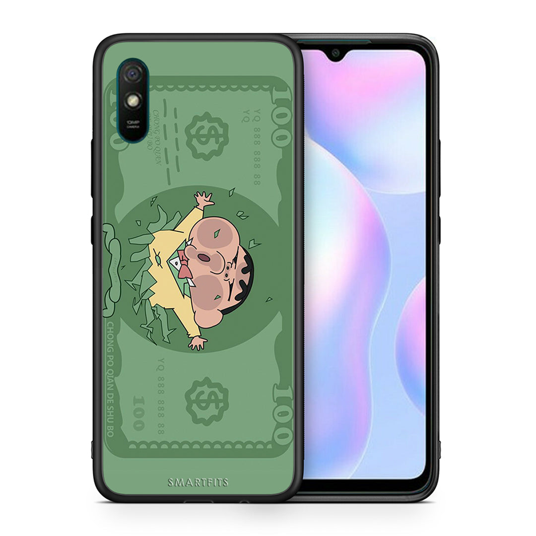 Θήκη Αγίου Βαλεντίνου Xiaomi Redmi 9A Big Money από τη Smartfits με σχέδιο στο πίσω μέρος και μαύρο περίβλημα | Xiaomi Redmi 9A Big Money case with colorful back and black bezels