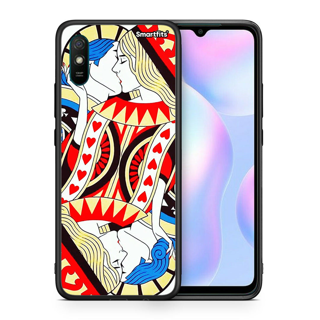 Θήκη Xiaomi Redmi 9A Card Love από τη Smartfits με σχέδιο στο πίσω μέρος και μαύρο περίβλημα | Xiaomi Redmi 9A Card Love case with colorful back and black bezels