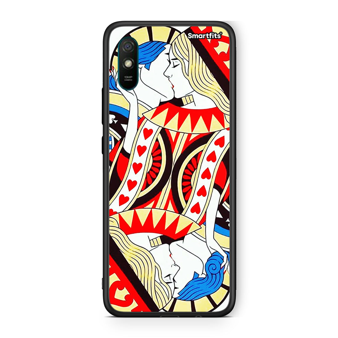 Xiaomi Redmi 9A Card Love θήκη από τη Smartfits με σχέδιο στο πίσω μέρος και μαύρο περίβλημα | Smartphone case with colorful back and black bezels by Smartfits