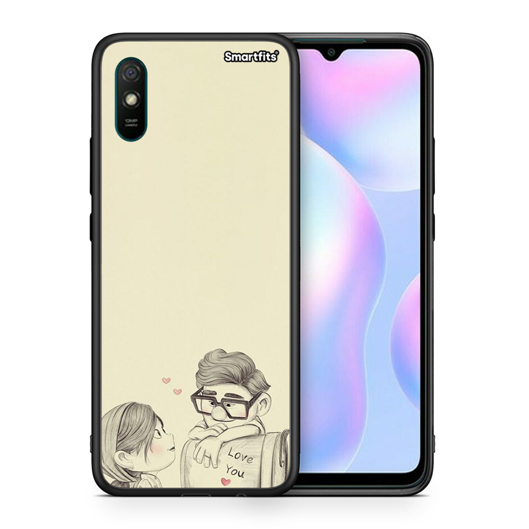 Θήκη Xiaomi Redmi 9A Carl And Ellie από τη Smartfits με σχέδιο στο πίσω μέρος και μαύρο περίβλημα | Xiaomi Redmi 9A Carl And Ellie case with colorful back and black bezels