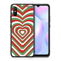 Thumbnail for Θήκη Xiaomi Redmi 9A Christmas Hearts από τη Smartfits με σχέδιο στο πίσω μέρος και μαύρο περίβλημα | Xiaomi Redmi 9A Christmas Hearts case with colorful back and black bezels