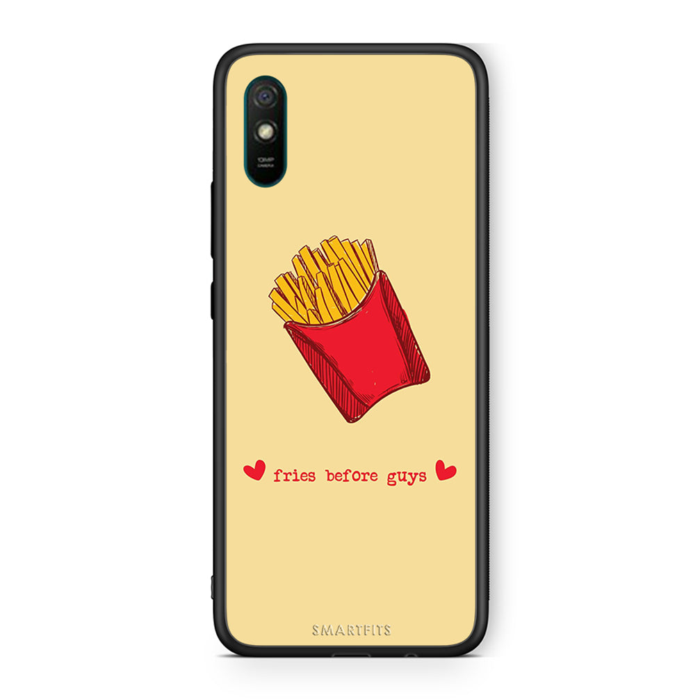 Xiaomi Redmi 9A Fries Before Guys Θήκη Αγίου Βαλεντίνου από τη Smartfits με σχέδιο στο πίσω μέρος και μαύρο περίβλημα | Smartphone case with colorful back and black bezels by Smartfits