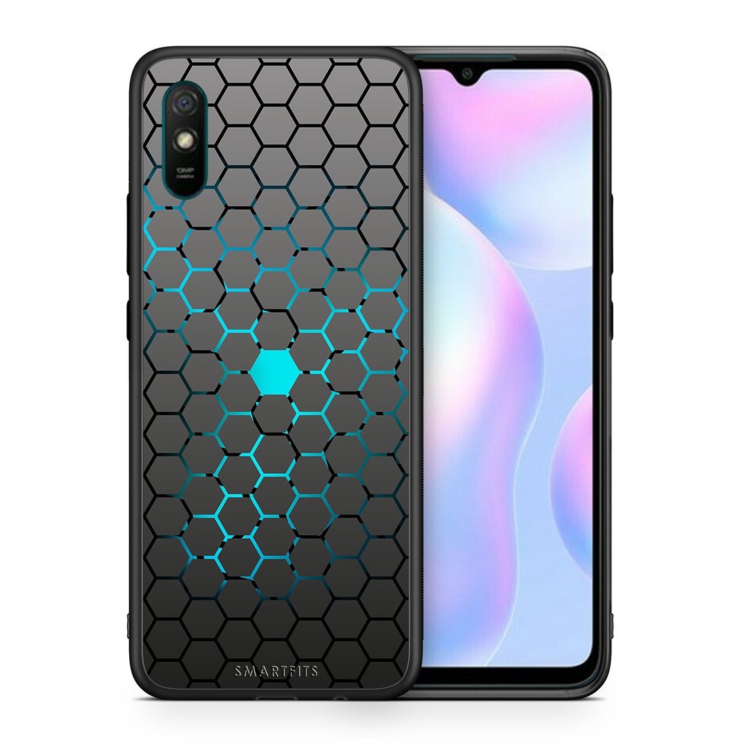 Θήκη Xiaomi Redmi 9A Hexagonal Geometric από τη Smartfits με σχέδιο στο πίσω μέρος και μαύρο περίβλημα | Xiaomi Redmi 9A Hexagonal Geometric case with colorful back and black bezels