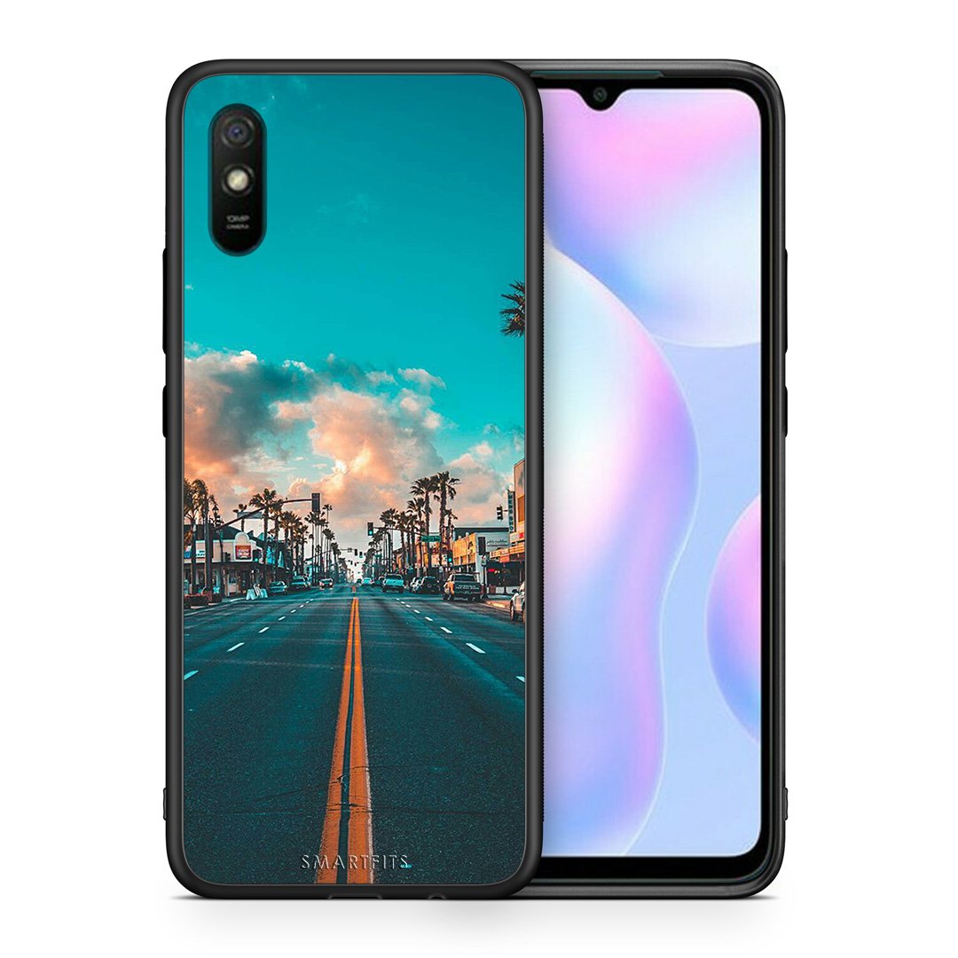 Θήκη Xiaomi Redmi 9A City Landscape από τη Smartfits με σχέδιο στο πίσω μέρος και μαύρο περίβλημα | Xiaomi Redmi 9A City Landscape case with colorful back and black bezels