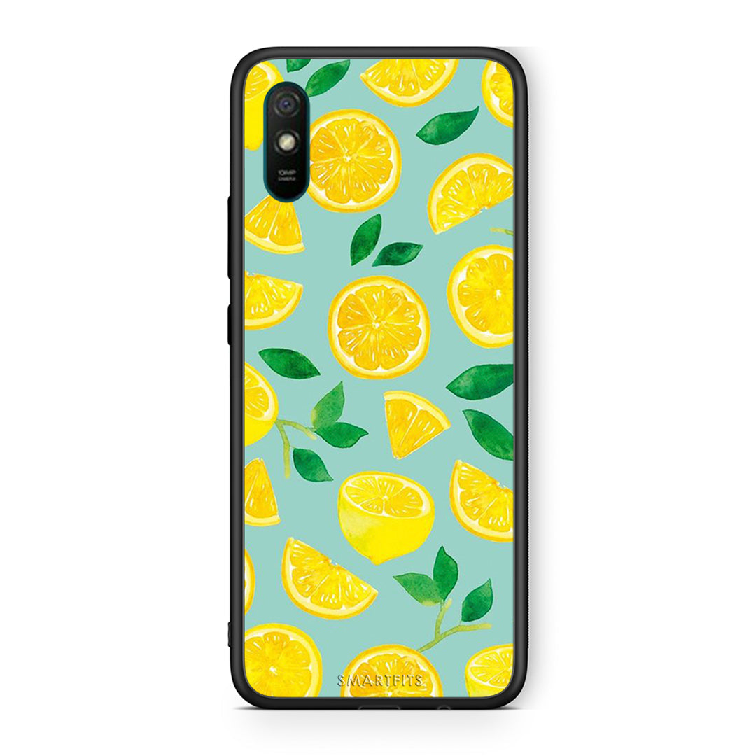 Xiaomi Redmi 9A Lemons θήκη από τη Smartfits με σχέδιο στο πίσω μέρος και μαύρο περίβλημα | Smartphone case with colorful back and black bezels by Smartfits