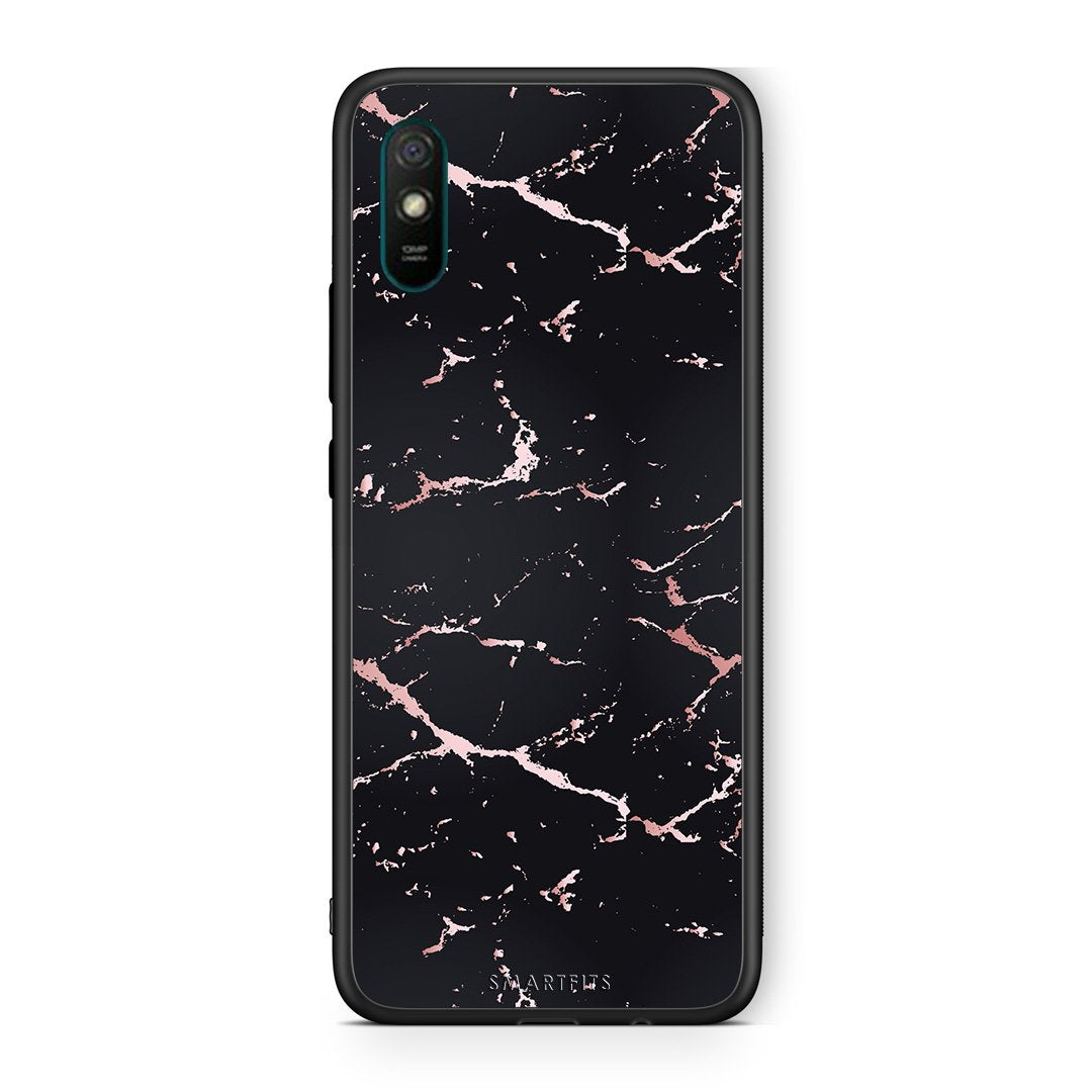 4 - Xiaomi Redmi 9A  Black Rosegold Marble case, cover, bumper