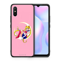 Thumbnail for Θήκη Xiaomi Redmi 9A Moon Girl από τη Smartfits με σχέδιο στο πίσω μέρος και μαύρο περίβλημα | Xiaomi Redmi 9A Moon Girl case with colorful back and black bezels