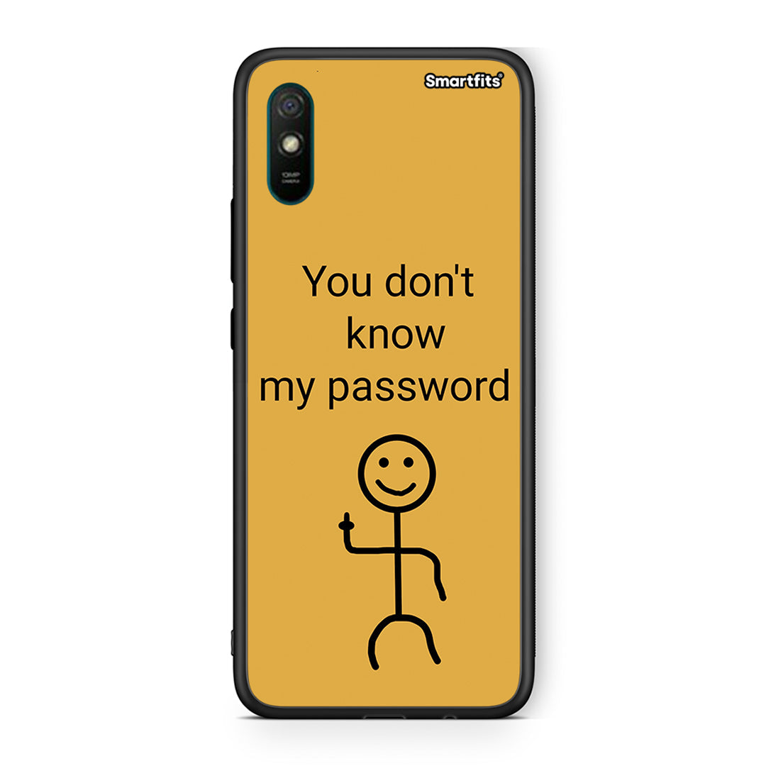 Xiaomi Redmi 9A My Password Θήκη από τη Smartfits με σχέδιο στο πίσω μέρος και μαύρο περίβλημα | Smartphone case with colorful back and black bezels by Smartfits