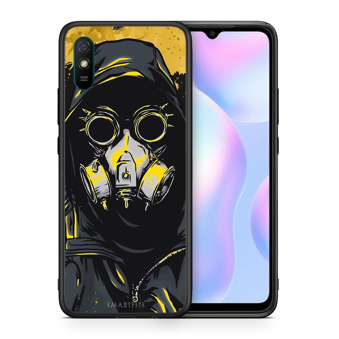 Θήκη Xiaomi Redmi 9A Mask PopArt από τη Smartfits με σχέδιο στο πίσω μέρος και μαύρο περίβλημα | Xiaomi Redmi 9A Mask PopArt case with colorful back and black bezels