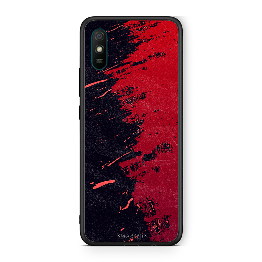 Xiaomi Redmi 9A Red Paint Θήκη Αγίου Βαλεντίνου από τη Smartfits με σχέδιο στο πίσω μέρος και μαύρο περίβλημα | Smartphone case with colorful back and black bezels by Smartfits