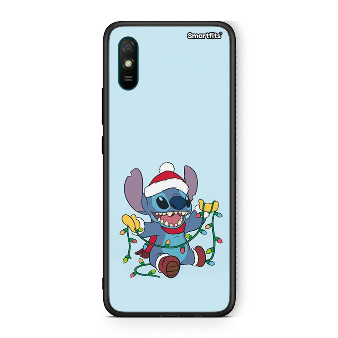 Xiaomi Redmi 9A Santa Stich θήκη από τη Smartfits με σχέδιο στο πίσω μέρος και μαύρο περίβλημα | Smartphone case with colorful back and black bezels by Smartfits