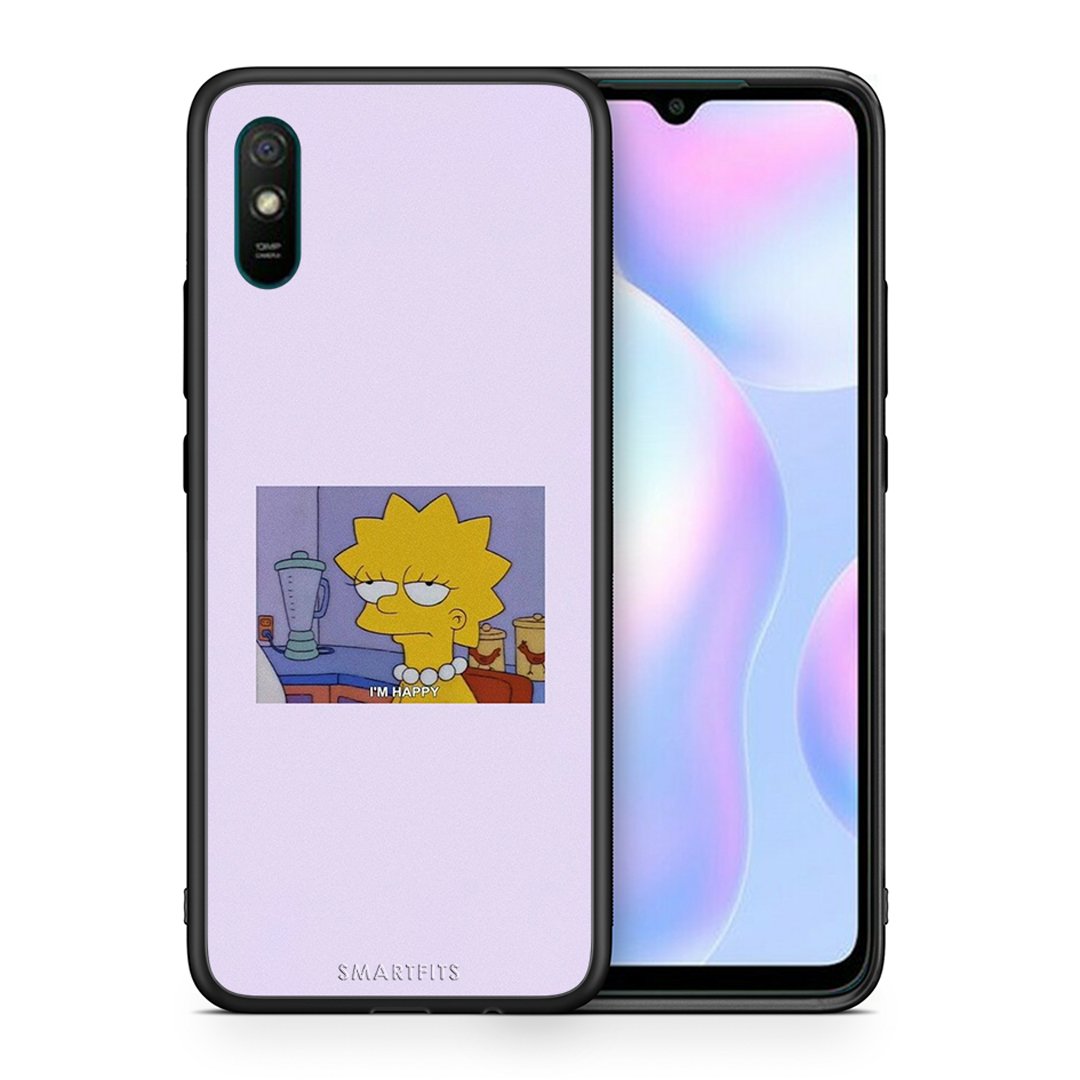 Θήκη Xiaomi Redmi 9A So Happy από τη Smartfits με σχέδιο στο πίσω μέρος και μαύρο περίβλημα | Xiaomi Redmi 9A So Happy case with colorful back and black bezels