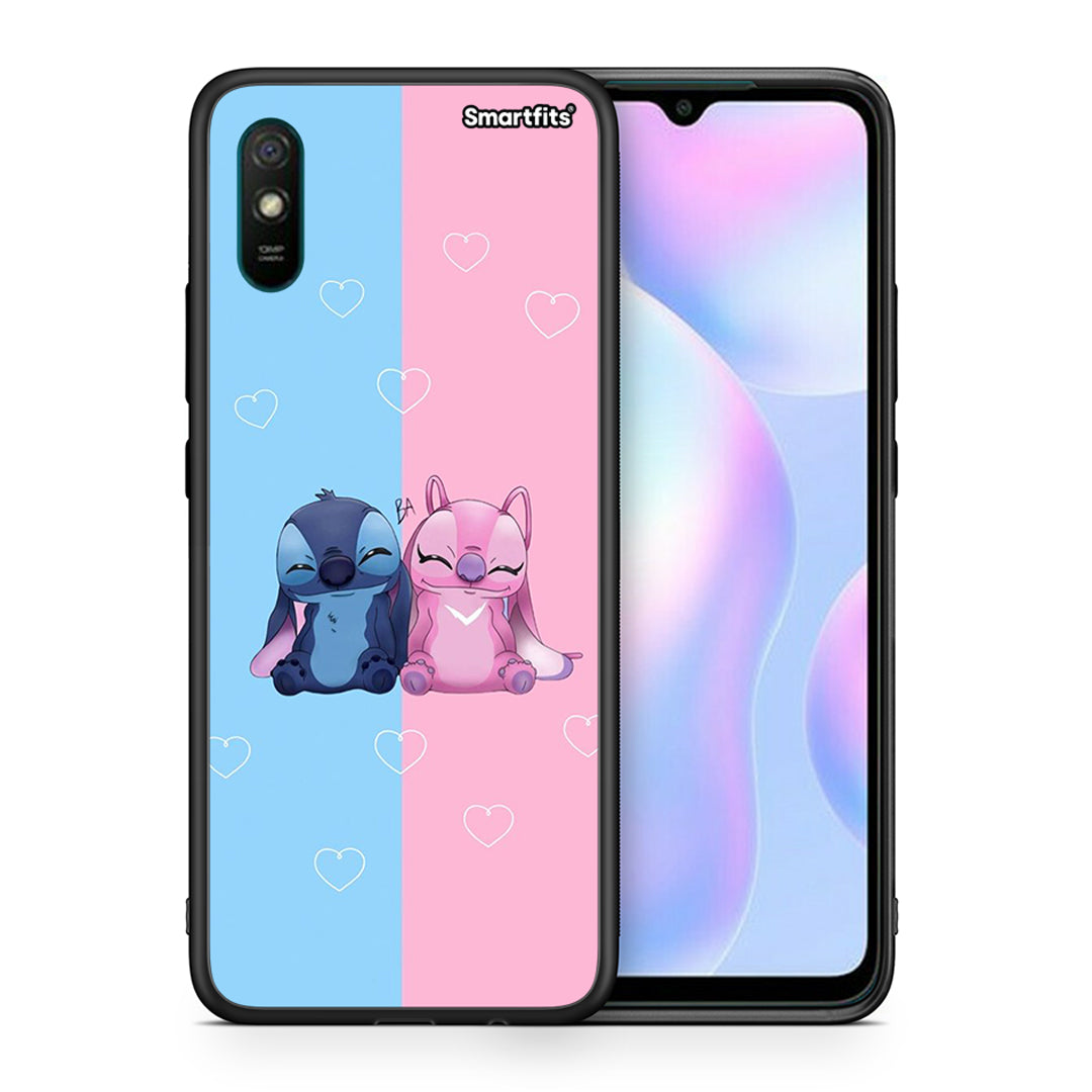 Θήκη Xiaomi Redmi 9A Stitch And Angel από τη Smartfits με σχέδιο στο πίσω μέρος και μαύρο περίβλημα | Xiaomi Redmi 9A Stitch And Angel case with colorful back and black bezels