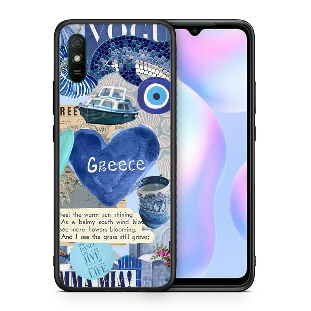 Θήκη Xiaomi Redmi 9A Summer In Greece από τη Smartfits με σχέδιο στο πίσω μέρος και μαύρο περίβλημα | Xiaomi Redmi 9A Summer In Greece case with colorful back and black bezels