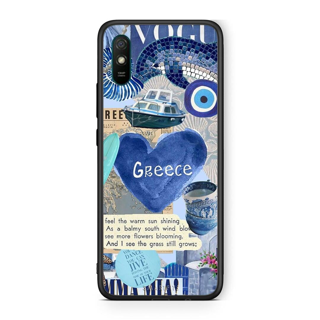 Xiaomi Redmi 9A Summer In Greece Θήκη από τη Smartfits με σχέδιο στο πίσω μέρος και μαύρο περίβλημα | Smartphone case with colorful back and black bezels by Smartfits