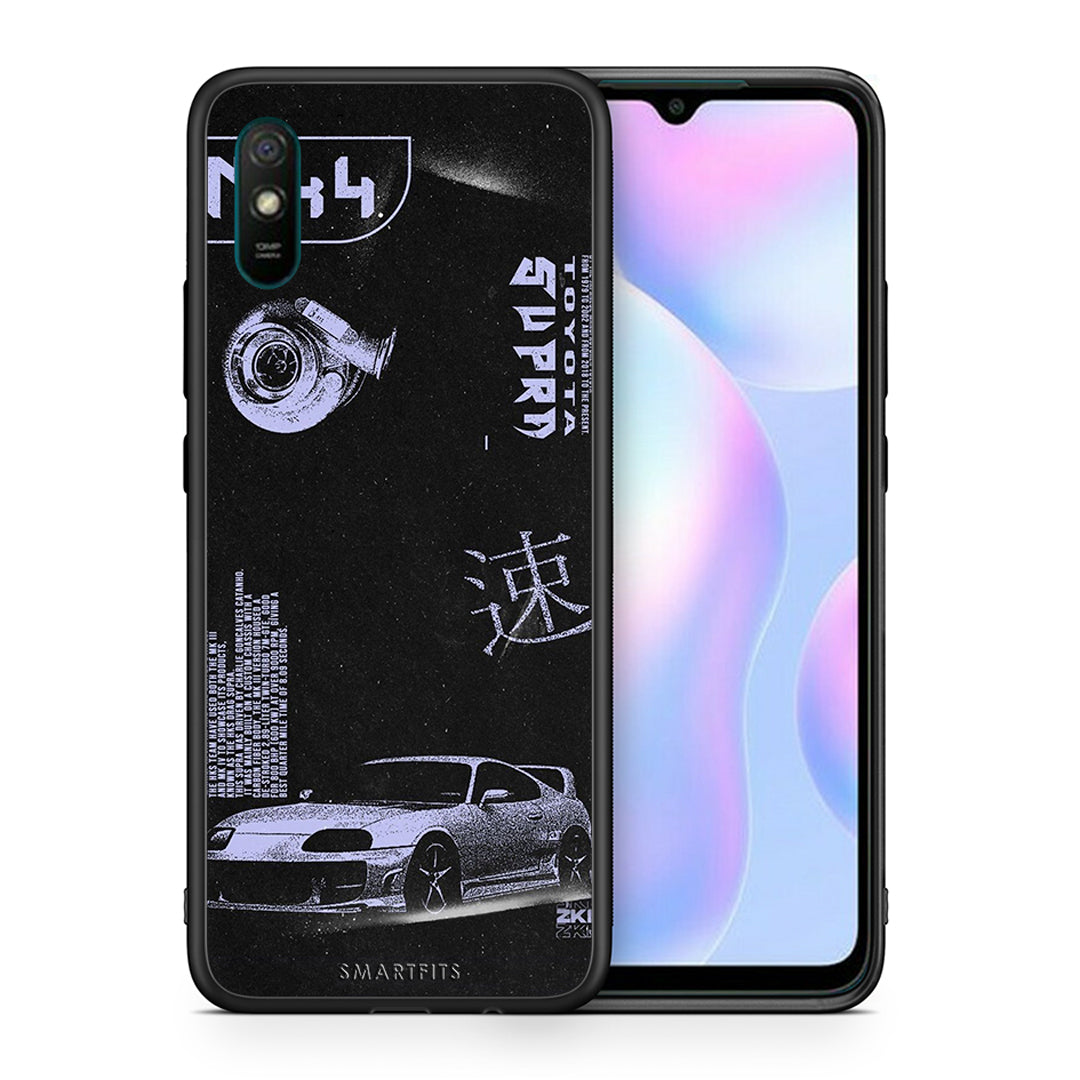 Θήκη Αγίου Βαλεντίνου Xiaomi Redmi 9A Tokyo Drift από τη Smartfits με σχέδιο στο πίσω μέρος και μαύρο περίβλημα | Xiaomi Redmi 9A Tokyo Drift case with colorful back and black bezels