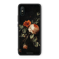 Thumbnail for Xiaomi Redmi 9A Vintage Roses θήκη από τη Smartfits με σχέδιο στο πίσω μέρος και μαύρο περίβλημα | Smartphone case with colorful back and black bezels by Smartfits