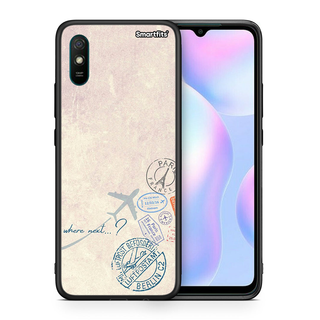 Θήκη Xiaomi Redmi 9A Where Next από τη Smartfits με σχέδιο στο πίσω μέρος και μαύρο περίβλημα | Xiaomi Redmi 9A Where Next case with colorful back and black bezels