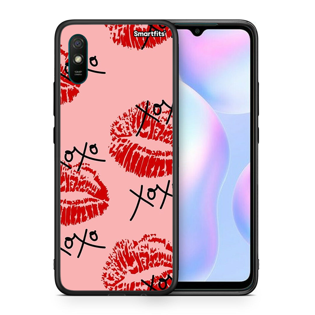 Θήκη Xiaomi Redmi 9A XOXO Lips από τη Smartfits με σχέδιο στο πίσω μέρος και μαύρο περίβλημα | Xiaomi Redmi 9A XOXO Lips case with colorful back and black bezels