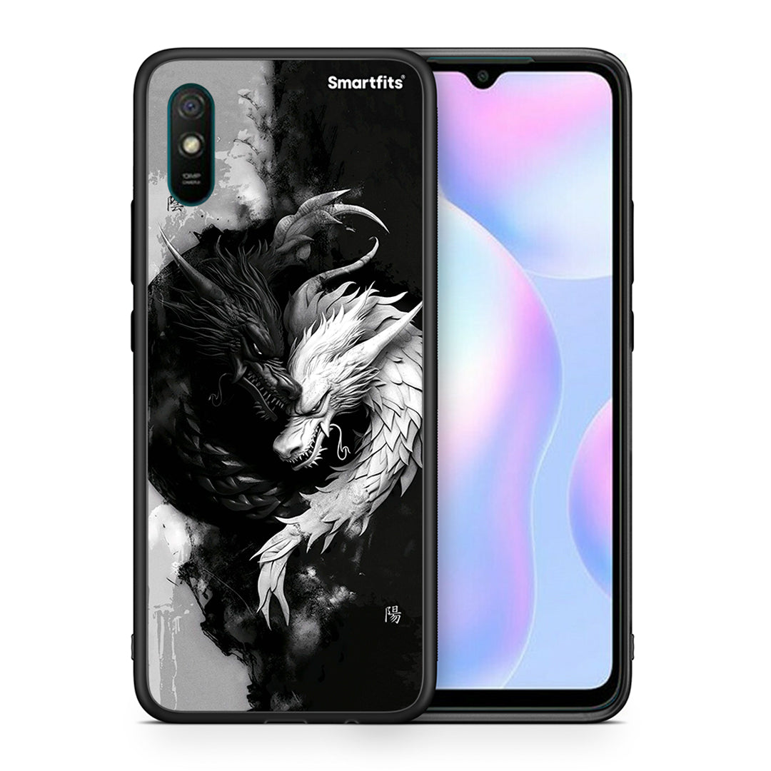 Θήκη Xiaomi Redmi 9A Yin Yang από τη Smartfits με σχέδιο στο πίσω μέρος και μαύρο περίβλημα | Xiaomi Redmi 9A Yin Yang case with colorful back and black bezels