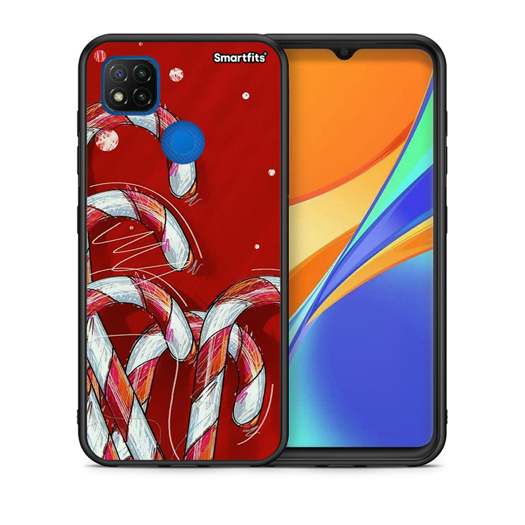 Θήκη Xiaomi Redmi 9C Candy Cane από τη Smartfits με σχέδιο στο πίσω μέρος και μαύρο περίβλημα | Xiaomi Redmi 9C Candy Cane case with colorful back and black bezels