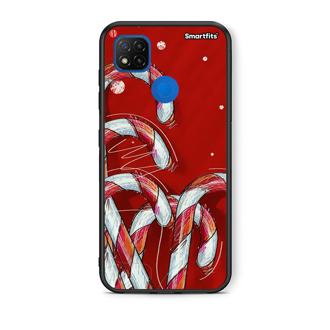 Θήκη Xiaomi Redmi 9C Candy Cane από τη Smartfits με σχέδιο στο πίσω μέρος και μαύρο περίβλημα | Xiaomi Redmi 9C Candy Cane case with colorful back and black bezels